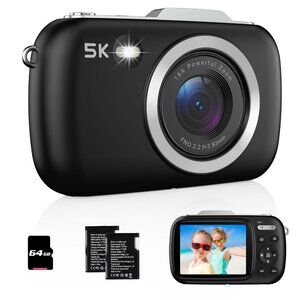 Kids Digital Camera, UHD 5K 80MP Point and Shoot Digital Cameras 18X Digital